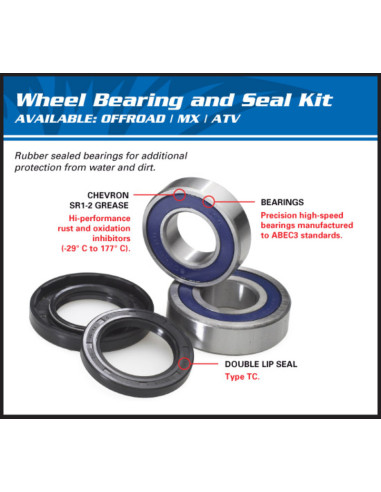 ALL BALLS Rear Wheel Bearing Kit Honda CR125R/XR650R