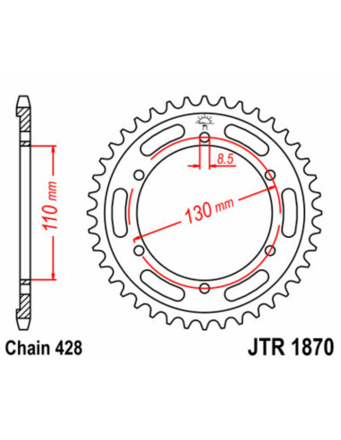 JT SPROCKETS Steel Standard Rear Sprocket 1870 - 428