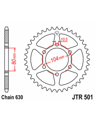 Couronne JT SPROCKETS acier standard 501 - 630