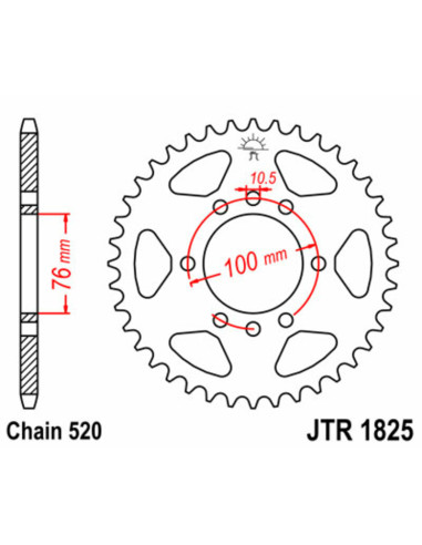 JT SPROCKETS Steel Standard Rear Sprocket 1825 - 520