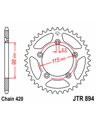 Couronne JT SPROCKETS acier standard 894 - 420