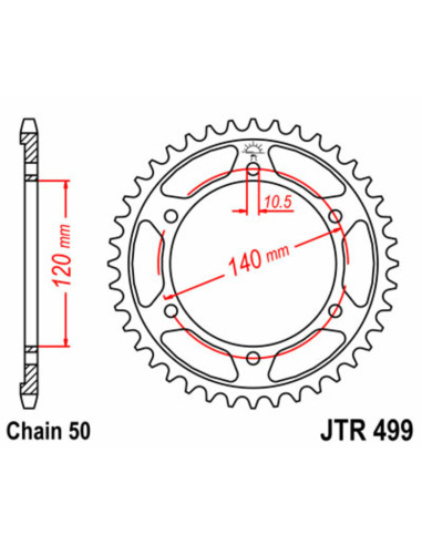 Couronne JT SPROCKETS acier standard 499 - 530
