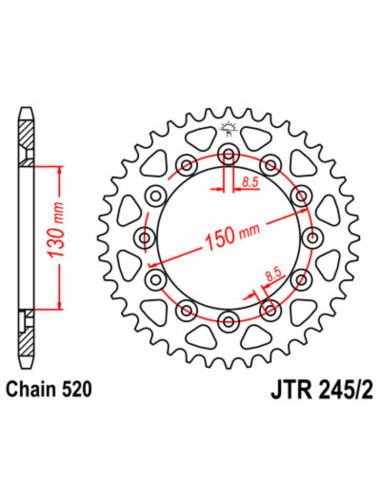 JT SPROCKETS Steel Standard Rear Sprocket 245/2 - 520