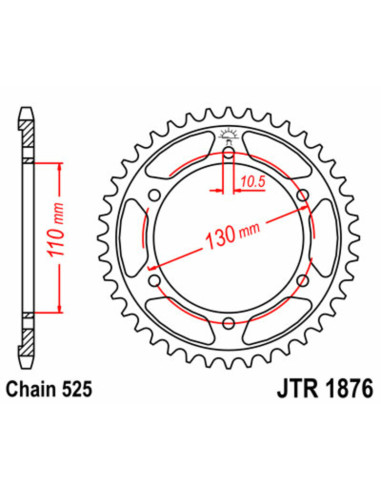 Couronne JT SPROCKETS acier standard 1876 - 525