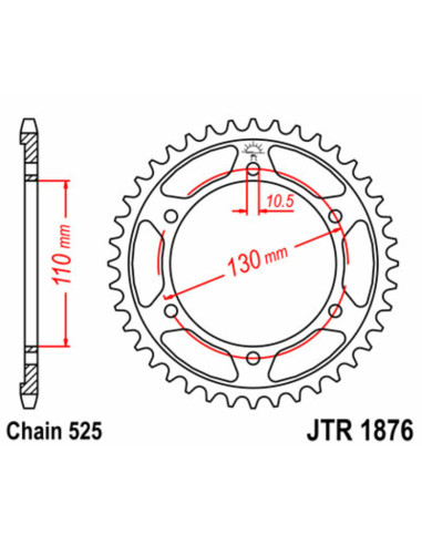 JT SPROCKETS Steel Standard Rear Sprocket 1876 - 525