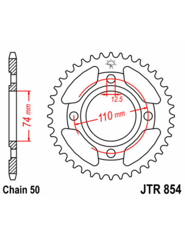 Couronne JT SPROCKETS acier standard 854 - 530