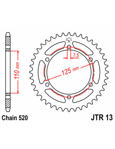 JT SPROCKETS Steel Standard Rear Sprocket 13 - 520