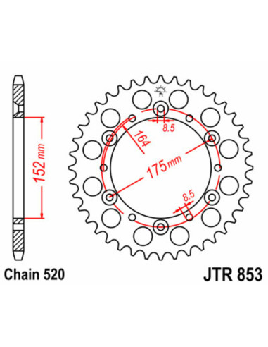 JT SPROCKETS Steel Standard Rear Sprocket 853 - 520