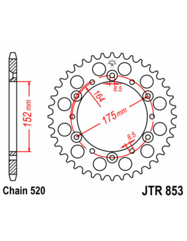 Couronne JT SPROCKETS acier standard 853 - 520