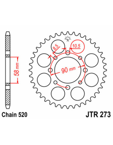 JT SPROCKETS Steel Standard Rear Sprocket 273 - 520