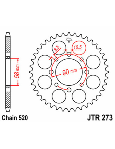 Couronne JT SPROCKETS acier standard 273 - 520