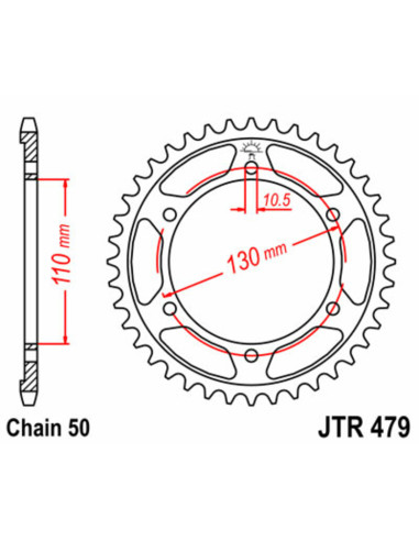 JT SPROCKETS Steel Standard Rear Sprocket 479 - 530