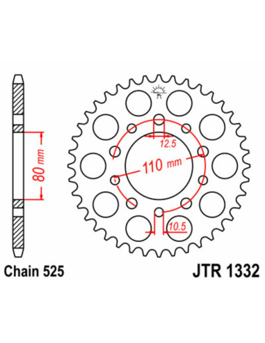 JT SPROCKETS Steel Standard Rear Sprocket 1332 - 525