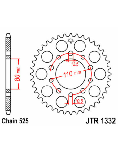 Couronne JT SPROCKETS acier standard 1332 - 525