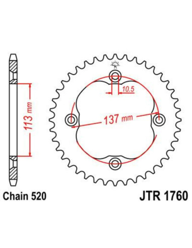 JT SPROCKETS Steel Standard Rear Sprocket 1760 - 520