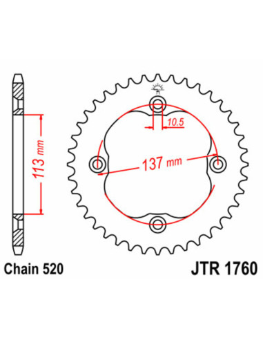Couronne JT SPROCKETS acier standard 1760 - 520