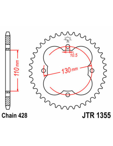 JT SPROCKETS Steel Standard Rear Sprocket 1355 - 428