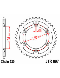 JT SPROCKETS Aluminium Ultra-Light Self-Cleaning Rear Sprocket 897