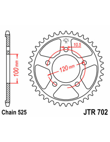 Couronne JT SPROCKETS acier standard 702 - 525