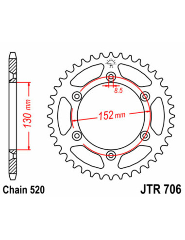 JT SPROCKETS Steel Standard Rear Sprocket 706 - 520