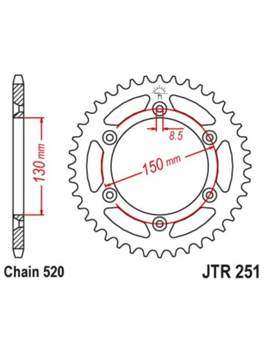 Couronne JT SPROCKETS acier anti-boue 251 - 520