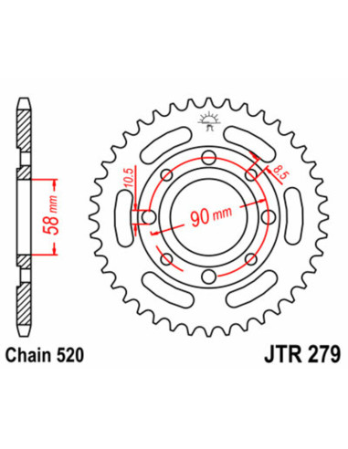 JT SPROCKETS Steel Standard Rear Sprocket 279 - 520