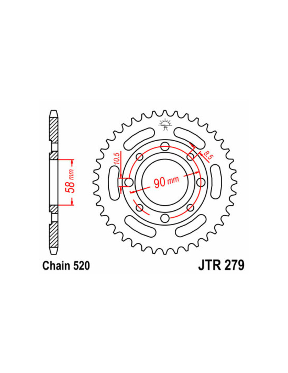 Couronnes arrières Aluminium Couronne AFAM acier standard 38101