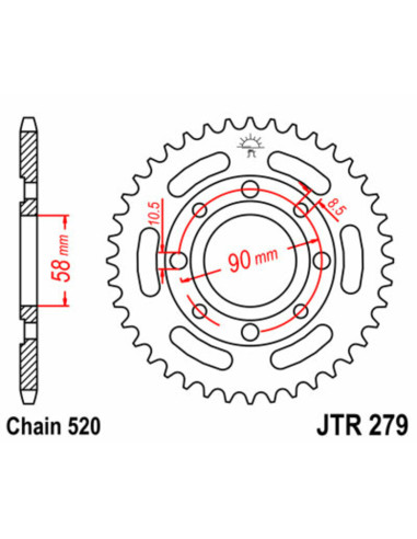 Couronne JT SPROCKETS acier standard 279 - 520