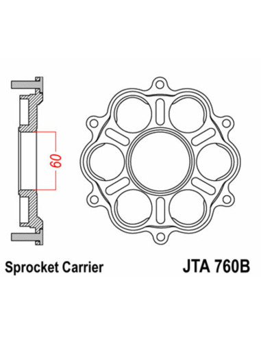 JT SPROCKETS Rear Sprocket Carrier - 6 Silentbloc Ducati