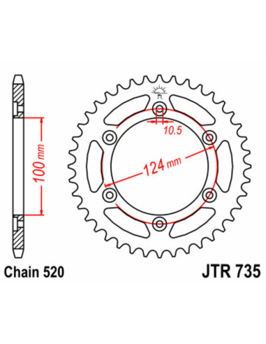 Couronne JT SPROCKETS acier standard 735 - 520