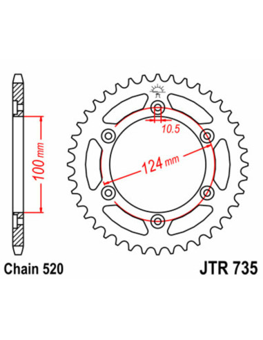 JT SPROCKETS Steel Standard Rear Sprocket 735 - 520