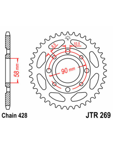 Couronne JT SPROCKETS acier standard 269 - 428