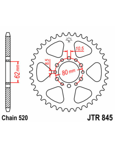 JT SPROCKETS Steel Standard Rear Sprocket 845 - 520