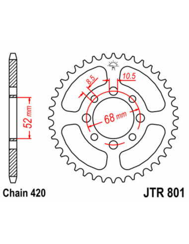 JT SPROCKETS Steel Standard Rear Sprocket 801 - 420