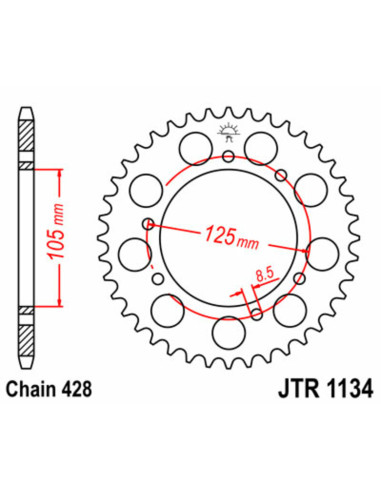 Couronne JT SPROCKETS acier standard 1134 - 428