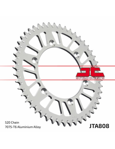 JT SPROCKETS Aluminium Ultra-Light Self-Cleaning Rear Sprocket 808 - 520