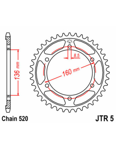 Couronne JT SPROCKETS acier standard 5 - 520