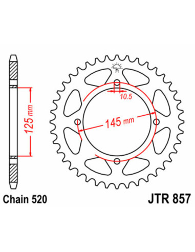 JT SPROCKETS Steel Standard Rear Sprocket 857 - 520