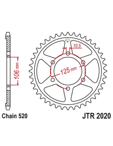 JT SPROCKETS Steel Standard Rear Sprocket 2020 - 520
