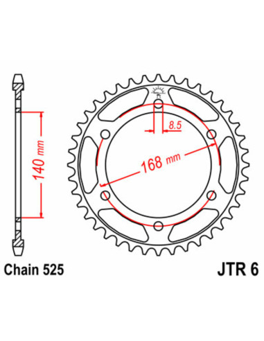 Couronne JT SPROCKETS acier standard 6 - 525