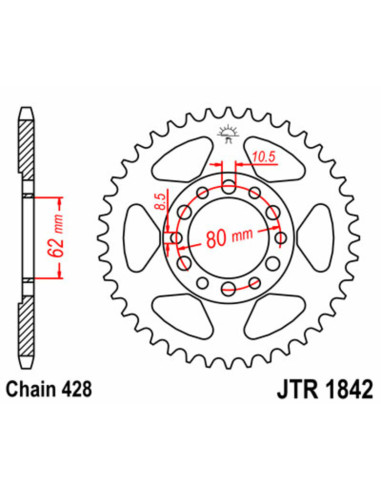 Couronne JT SPROCKETS acier standard 1842 - 428