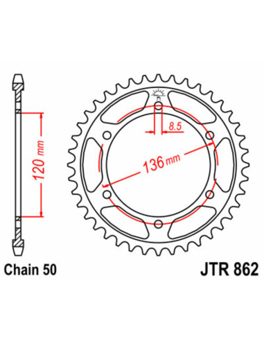 JT SPROCKETS Steel Standard Rear Sprocket 862 - 530