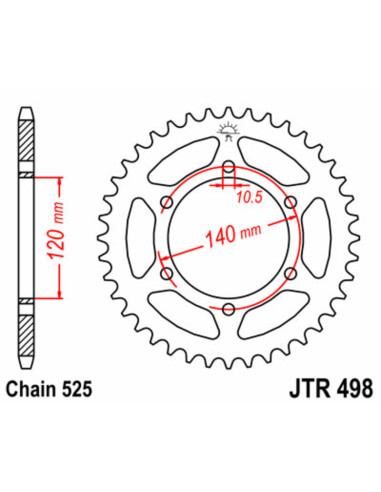 JT SPROCKETS Steel Standard Rear Sprocket 498 - 525