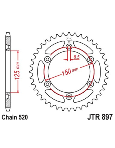 JT SPROCKETS Steel Standard Rear Sprocket 897 - 520