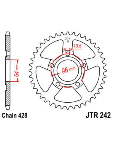 Couronne JT SPROCKETS acier standard 242 - 428