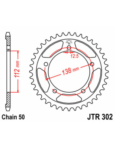 Couronne JT SPROCKETS acier standard 302 - 530