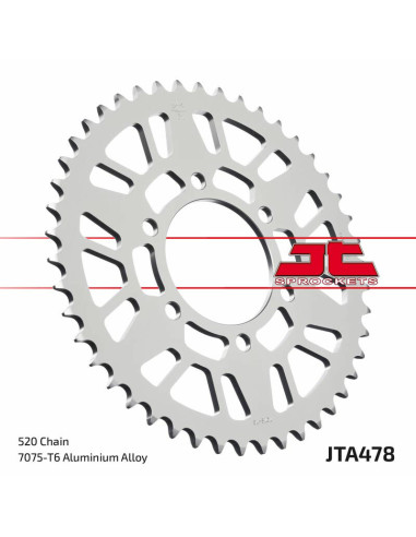 JT SPROCKETS Aluminium Ultra-Light Rear Sprocket 478 - 520