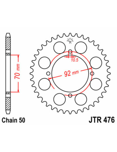 Couronne JT SPROCKETS acier standard 476 - 530