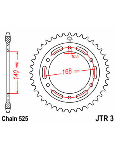 Couronne JT SPROCKETS acier standard 3 - 525