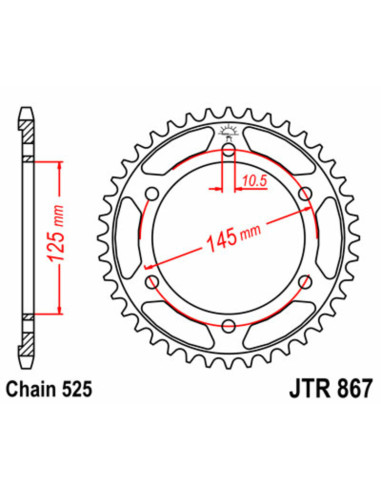 JT SPROCKETS Steel Standard Rear Sprocket 867 - 525